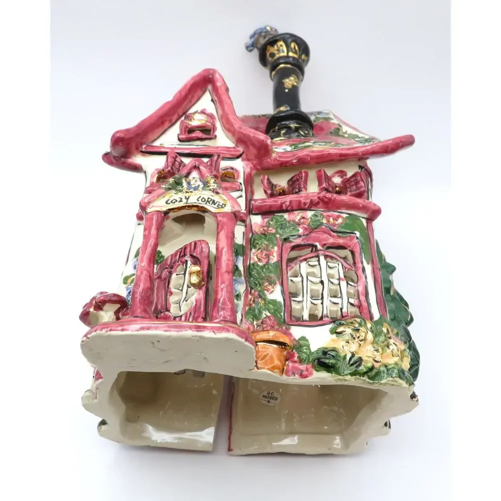 Blue Sky Clayworks Cozy Corner Tea Light House by Heather Goldminc 2000 Pink